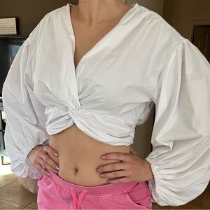 White Puff Sleeve Women's Top